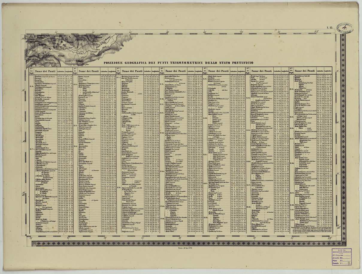 (N:24546) CARTA TOPOGRAFICA DELLO STATO PONTIFICIO E DAL GRAN-DUCATO DI TOSCANA COSTRUTTA SOPRA MISURE ASTRONOMICO TRIGONOMETRICHE CHE ED INCISA SOPRA PIETRA A VIENNA NELL'I.R. ISTITUTO GEOGRAFICO MILITARE PUBBLICATA NELL'ANNO 1851 - FOG. I.13 (CA004543) Carte e stampe antiche: riproduzione a colori su carta (formato A1)