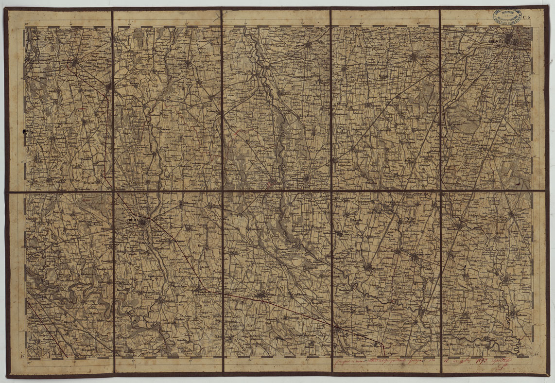 (N:14828) CARTA TOPOGRAFICA REGNO LOMBARDO-VENETO COSTRUTTA SOPRA MISURE ASTRONOMICO-TRIGONOMETRICHE ED INCISA A MILANO NELL'ISTITUO GEOGRAFICO MILTARE DELL'I.R. STATO MAGGIORE GENERALE AUSTRIACO. PUBBLICATA NELL'ANNO 1833 RETTIFICA NELL'ANNO 1856 - FOG.C5. (CA004768) Carte e stampe antiche: riproduzione a colori su carta (formato A1)