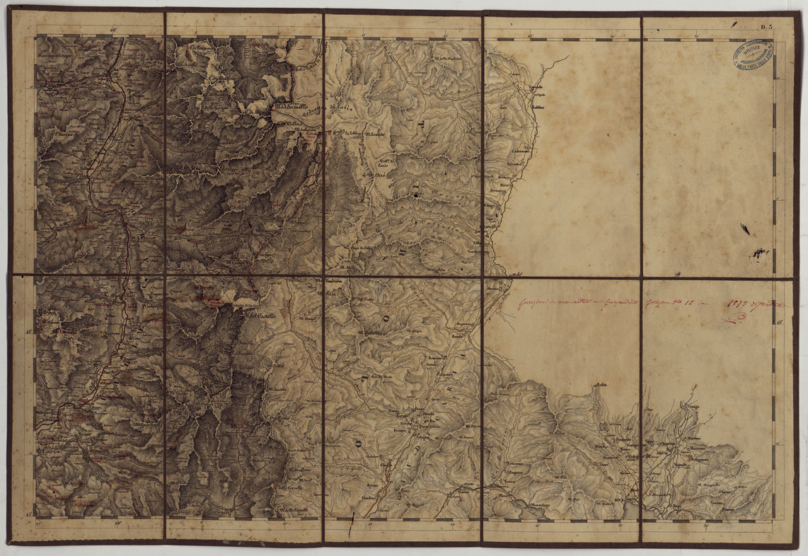 (N:14832) CARTA TOPOGRAFICA REGNO LOMBARDO-VENETO COSTRUTTA SOPRA MISURE ASTRONOMICO-TRIGONOMETRICHE ED INCISA A MILANO NELL'ISTITUO GEOGRAFICO MILTARE DELL'I.R. STATO MAGGIORE GENERALE AUSTRIACO. PUBBLICATA NELL'ANNO 1833 RETTIFICA NELL'ANNO 1856 - FOG.D3. (CA004772) Carte e stampe antiche: riproduzione a colori su carta (formato A1)