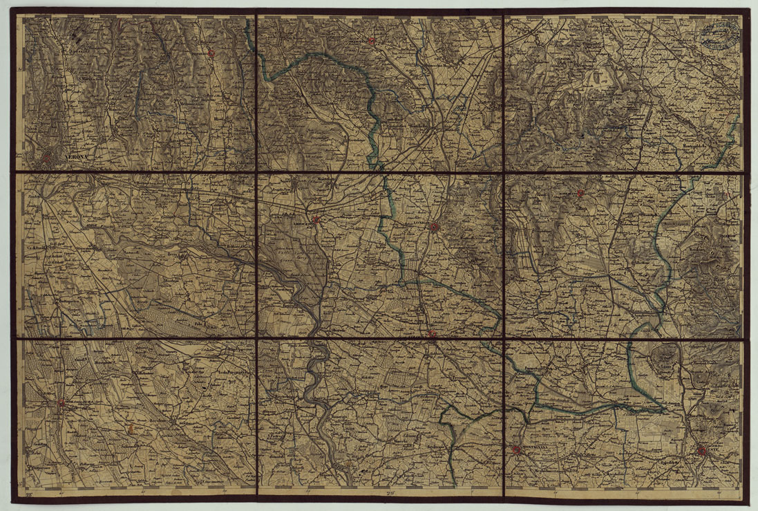 (N:14838) CARTA TOPOGRAFICA REGNO LOMBARDO-VENETO COSTRUTTA SOPRA MISURE ASTRONOMICO-TRIGONOMETRICHE ED INCISA A MILANO NELL'ISTITUO GEOGRAFICO MILTARE DELL'I.R. STATO MAGGIORE GENERALE AUSTRIACO. PUBBLICATA NELL'ANNO 1833 RETTIFICA NELL'ANNO 1856 - FOG.E5. (CA004780) Carte e stampe antiche: riproduzione a colori su carta (formato A1)