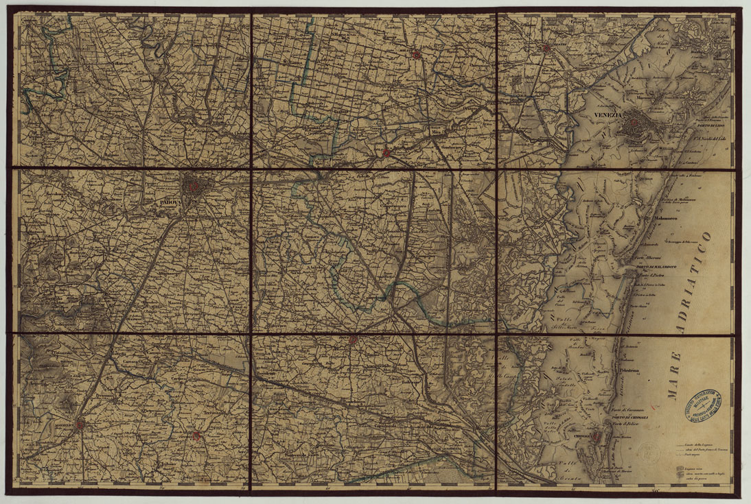 (N:14844) CARTA TOPOGRAFICA REGNO LOMBARDO-VENETO COSTRUTTA SOPRA MISURE ASTRONOMICO-TRIGONOMETRICHE ED INCISA A MILANO NELL'ISTITUO GEOGRAFICO MILTARE DELL'I.R. STATO MAGGIORE GENERALE AUSTRIACO. PUBBLICATA NELL'ANNO 1833 RETTIFICA NELL'ANNO 1856 - FOG.F5. (CA004786) Carte e stampe antiche: riproduzione a colori su carta (formato A1)