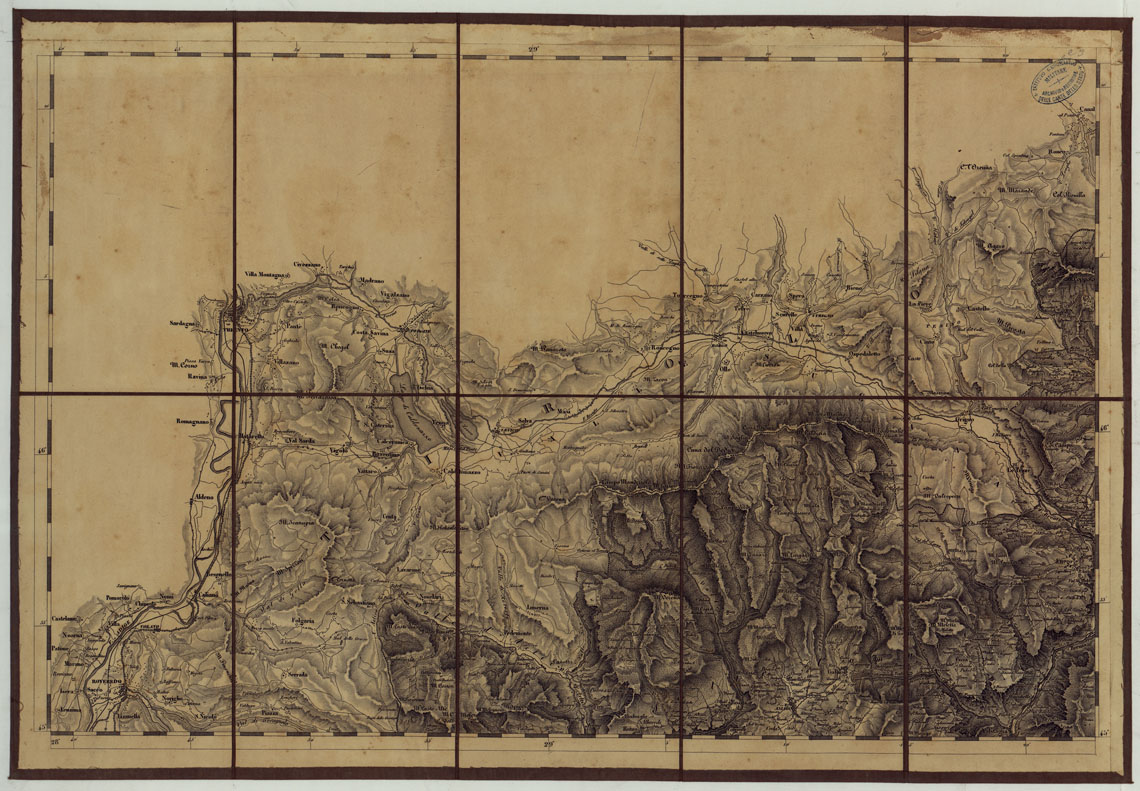 (N:24553) CARTA TOPOGRAFICA REGNO LOMBARDO-VENETO COSTRUTTA SOPRA MISURE ASTRONOMICO-TRIGONOMETRICHE ED INCISA A MILANO NELL'ISTITUO GEOGRAFICO MILTARE DELL'I.R. STATO MAGGIORE GENERALE AUSTRIACO. PUBBLICATA NELL'ANNO 1833 - FOGLIO E.3 (CA004799) Carte e stampe antiche: riproduzione a colori su carta (formato A1)