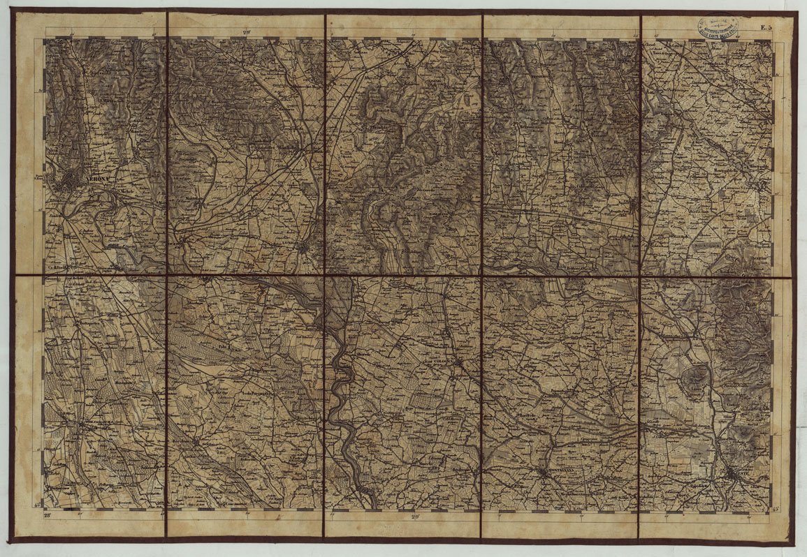 (N:24555) CARTA TOPOGRAFICA REGNO LOMBARDO-VENETO COSTRUTTA SOPRA MISURE ASTRONOMICO-TRIGONOMETRICHE ED INCISA A MILANO NELL'ISTITUO GEOGRAFICO MILTARE DELL'I.R. STATO MAGGIORE GENERALE AUSTRIACO. PUBBLICATA NELL'ANNO 1833 - FOGLIO F.5 (CA004801) Carte e stampe antiche: riproduzione a colori su carta (formato A1)