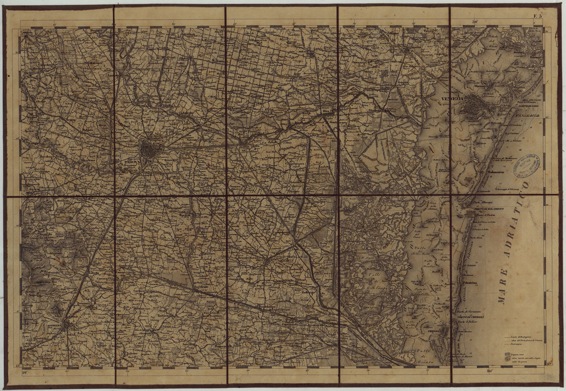 (N:24561) CARTA TOPOGRAFICA REGNO LOMBARDO-VENETO COSTRUTTA SOPRA MISURE ASTRONOMICO-TRIGONOMETRICHE ED INCISA A MILANO NELL'ISTITUO GEOGRAFICO MILTARE DELL'I.R. STATO MAGGIORE GENERALE AUSTRIACO. PUBBLICATA NELL'ANNO 1833 - FOGLIO F.5 (CA004807) Carte e stampe antiche: riproduzione a colori su carta (formato A1)