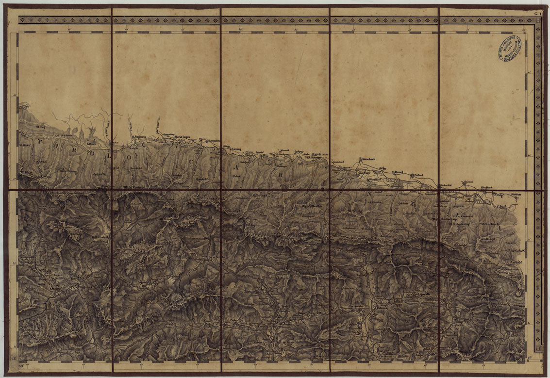 (N:24563) CARTA TOPOGRAFICA REGNO LOMBARDO-VENETO COSTRUTTA SOPRA MISURE ASTRONOMICO-TRIGONOMETRICHE ED INCISA A MILANO NELL'ISTITUO GEOGRAFICO MILTARE DELL'I.R. STATO MAGGIORE GENERALE AUSTRIACO. PUBBLICATA NELL'ANNO 1833 - FOGLIO G.1 (CA004809) Carte e stampe antiche: riproduzione a colori su carta (formato A1)