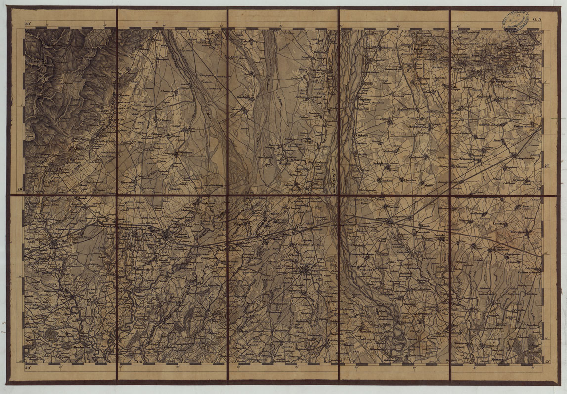 (N:24565) CARTA TOPOGRAFICA REGNO LOMBARDO-VENETO COSTRUTTA SOPRA MISURE ASTRONOMICO-TRIGONOMETRICHE ED INCISA A MILANO NELL'ISTITUO GEOGRAFICO MILTARE DELL'I.R. STATO MAGGIORE GENERALE AUSTRIACO. PUBBLICATA NELL'ANNO 1833 - FOGLIO G.3 (CA004811) Carte e stampe antiche: riproduzione a colori su carta (formato A1)