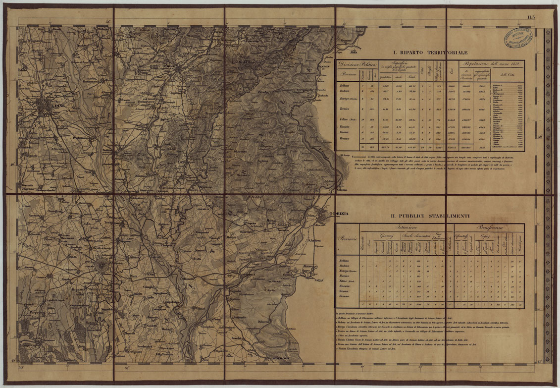 (N:24570) CARTA TOPOGRAFICA REGNO LOMBARDO-VENETO COSTRUTTA SOPRA MISURE ASTRONOMICO-TRIGONOMETRICHE ED INCISA A MILANO NELL'ISTITUO GEOGRAFICO MILTARE DELL'I.R. STATO MAGGIORE GENERALE AUSTRIACO. PUBBLICATA NELL'ANNO 1833 - FOGLIO H.3 (CA004816) Carte e stampe antiche: riproduzione a colori su carta (formato A1)