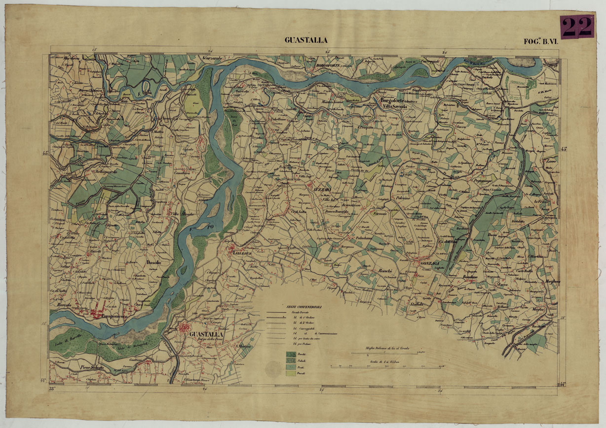 (N:13158) CARTA DELLA PARTE CENTRALE DELL'ALTA ITALIA AUTOGRAFATA NELL'UFFICIO TOPOGRAFICO DEL CORPO REALE DELLOSTATO MAGGIORE TORINO 1859 - FOG.B.VI. GUASTALLA (CA004865) Carte e stampe antiche: riproduzione a colori su carta (formato A1)
