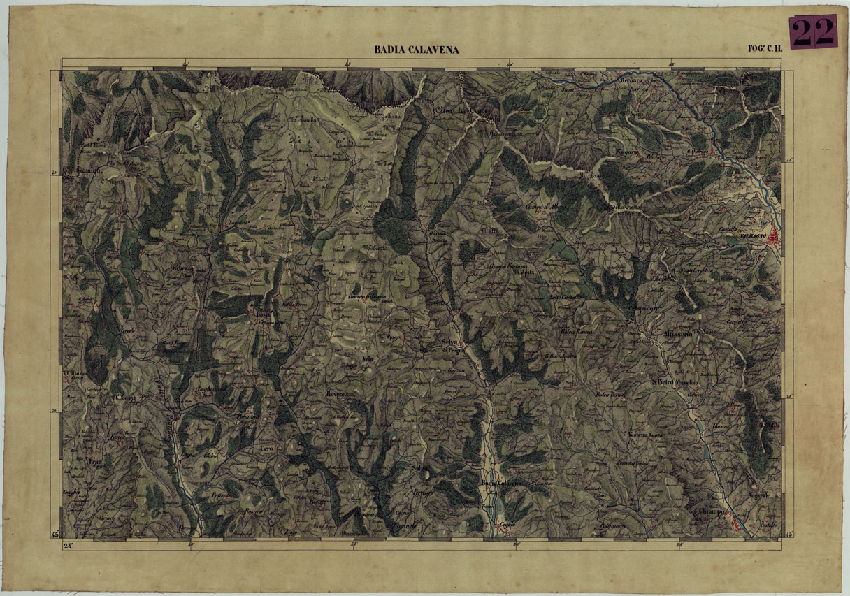 (N:13145) CARTA DELLA PARTE CENTRALE DELL'ALTA ITALIA AUTOGRAFATA NELL'UFFICIO TOPOGRAFICO DEL CORPO REALE DELLOSTATO MAGGIORE TORINO 1859 - FOG.C.II. BADIA CALAVENA (CA004867) Carte e stampe antiche: riproduzione a colori su carta (formato A1)