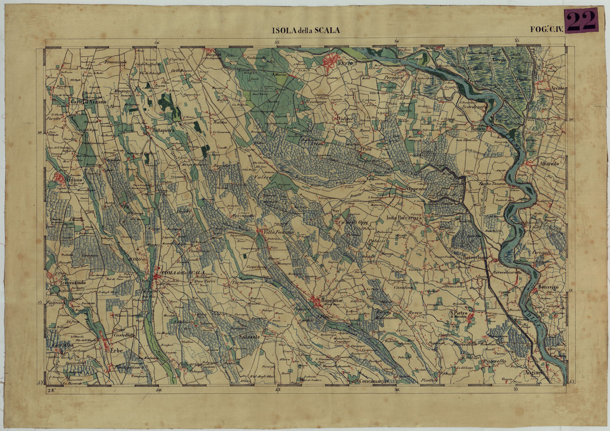 (N:13160) CARTA DELLA PARTE CENTRALE DELL'ALTA ITALIA AUTOGRAFATA NELL'UFFICIO TOPOGRAFICO DEL CORPO REALE DELLOSTATO MAGGIORE TORINO 1859 - FOG.C.IV ISOLA DELLA SCALA (CA004869) Carte e stampe antiche: riproduzione a colori su carta (formato A1)