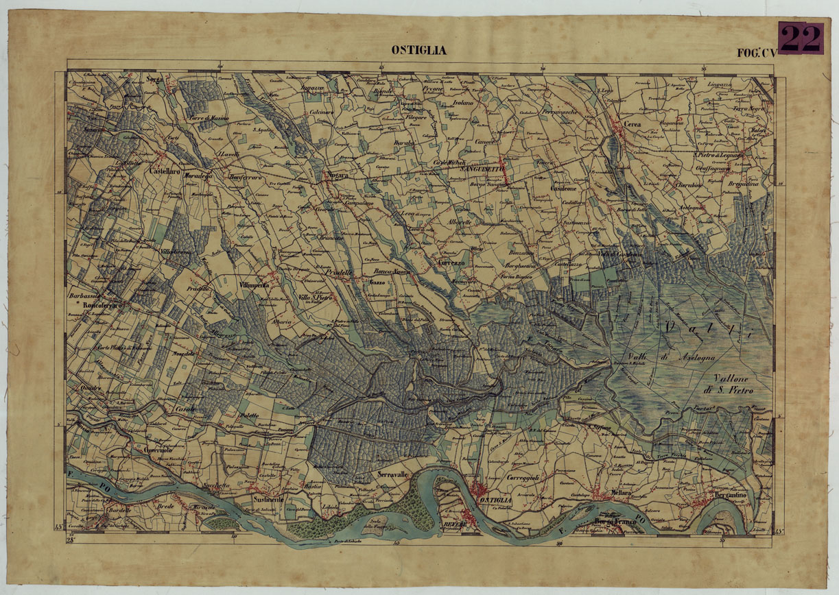 (N:13169) CARTA DELLA PARTE CENTRALE DELL'ALTA ITALIA AUTOGRAFATA NELL'UFFICIO TOPOGRAFICO DEL CORPO REALE DELLOSTATO MAGGIORE TORINO 1859 - FOG.C.V. OSTIGLIA (CA004870) Carte e stampe antiche: riproduzione a colori su carta (formato A1)