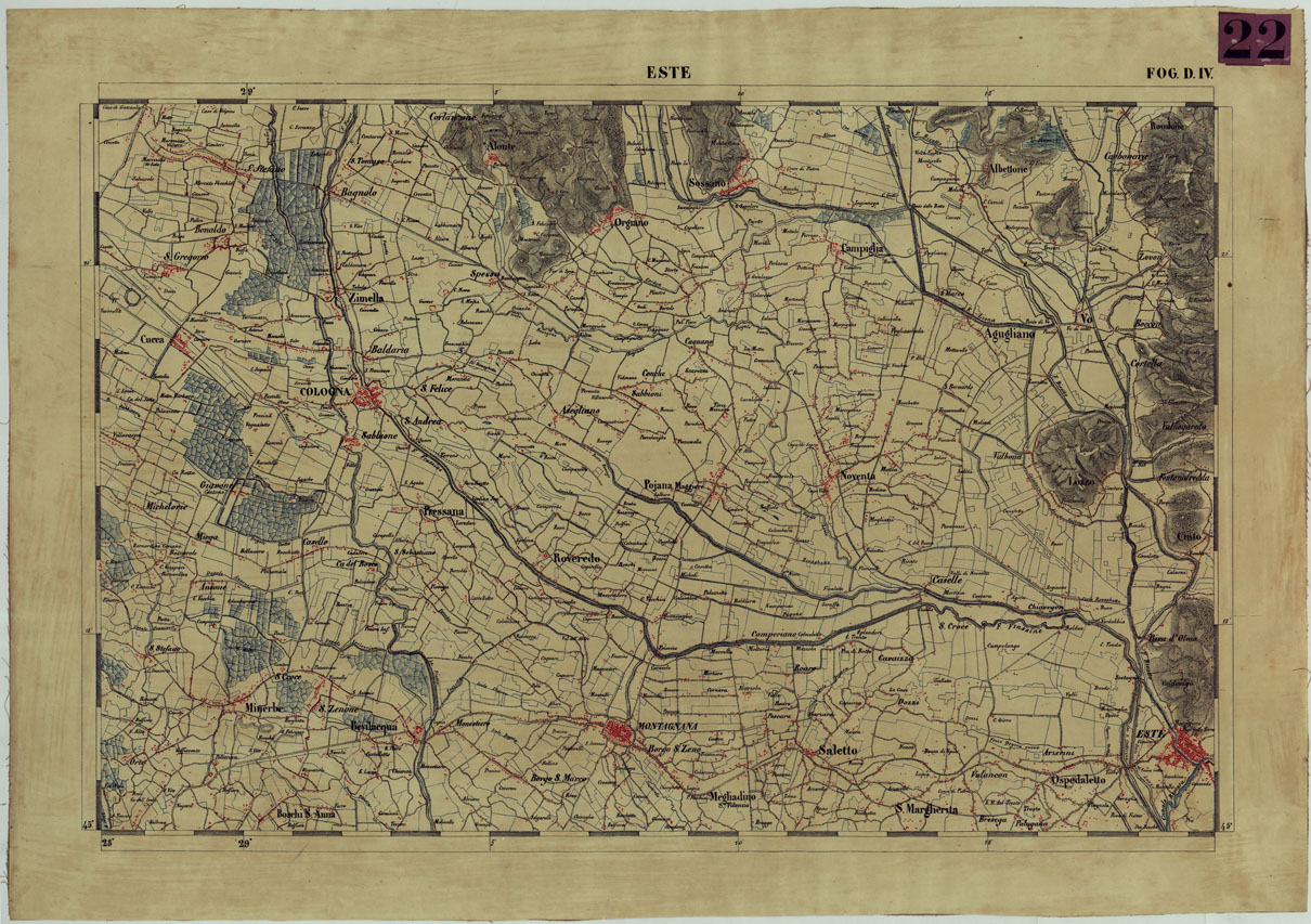 (N:13156) CARTA DELLA PARTE CENTRALE DELL'ALTA ITALIA AUTOGRAFATA NELL'UFFICIO TOPOGRAFICO DEL CORPO REALE DELLOSTATO MAGGIORE TORINO 1859 - FOG.D.IV. ESTE (CA004875) Carte e stampe antiche: riproduzione a colori su carta (formato A1)