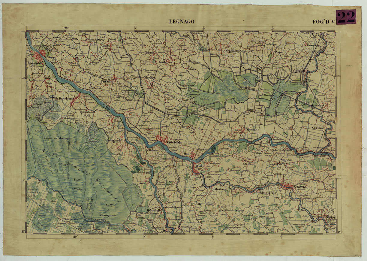 (N:13162) CARTA DELLA PARTE CENTRALE DELL'ALTA ITALIA AUTOGRAFATA NELL'UFFICIO TOPOGRAFICO DEL CORPO REALE DELLOSTATO MAGGIORE TORINO 1859 - FOG.D.V. LEGNAGO (CA004876) Carte e stampe antiche: riproduzione a colori su carta (formato A1)
