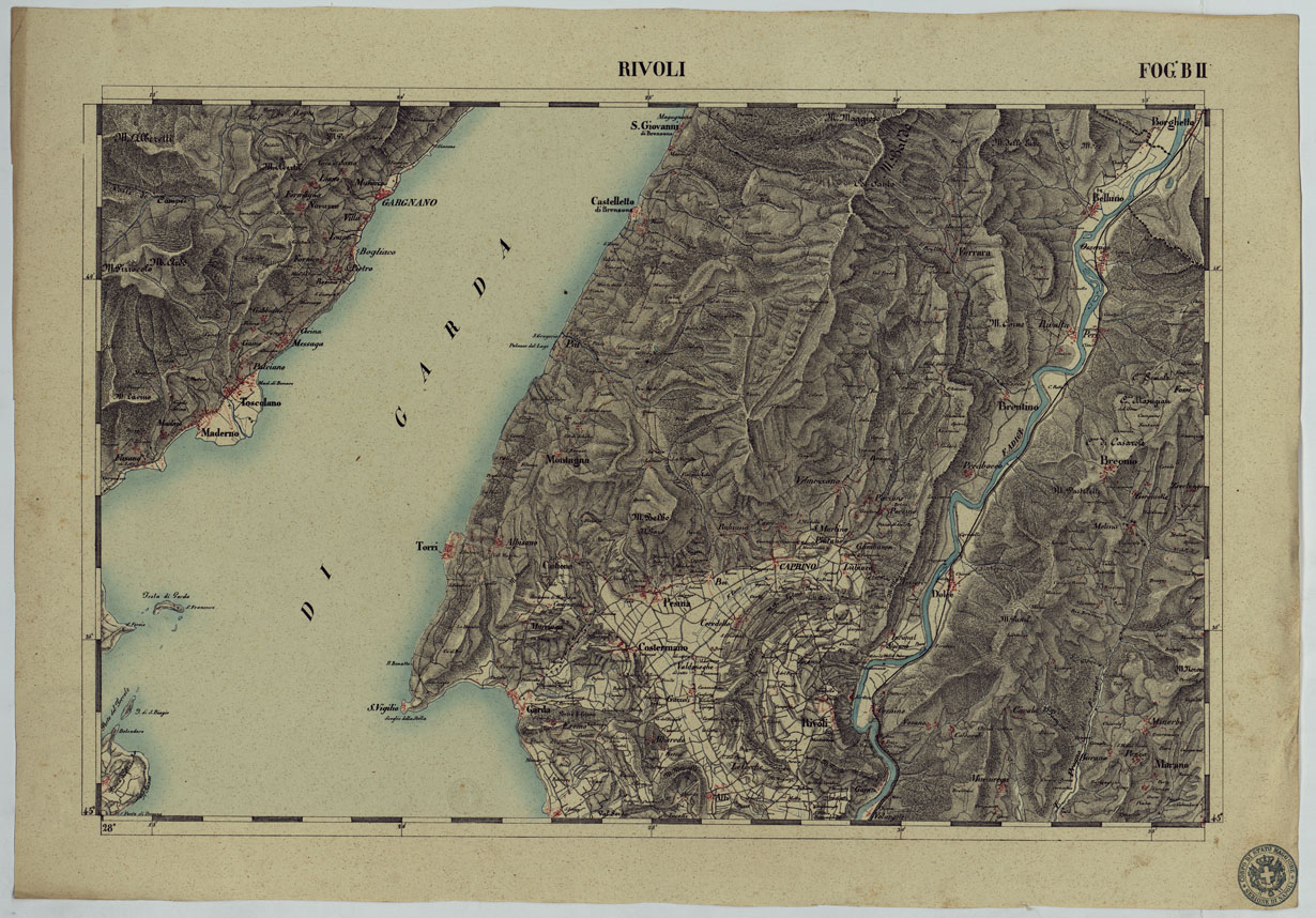 (N:13174) CARTA DELLA PARTE CENTRALE DELL'ALTA ITALIA AUTOGRAFATA NELL'UFFICIO TOPOGRAFICO DEL CORPO REALE DELLOSTATO MAGGIORE TORINO 1859 - FOG.B.II. RIVOLI (CA004885) Carte e stampe antiche: riproduzione a colori su carta (formato A1)