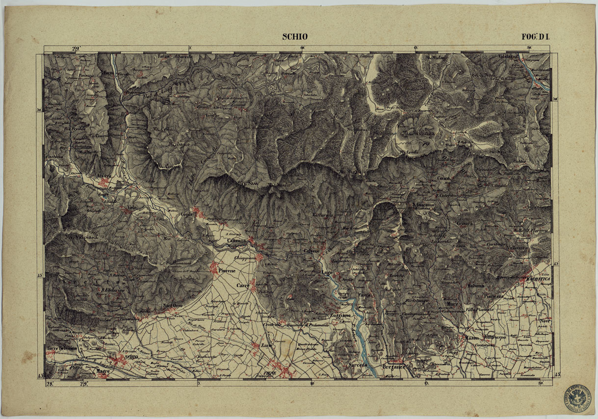 (N:13180) CARTA DELLA PARTE CENTRALE DELL'ALTA ITALIA AUTOGRAFATA NELL'UFFICIO TOPOGRAFICO DEL CORPO REALE DELLOSTATO MAGGIORE TORINO 1859 - FOG.D.I SCHIO (CA004896) Carte e stampe antiche: riproduzione a colori su carta (formato A1)