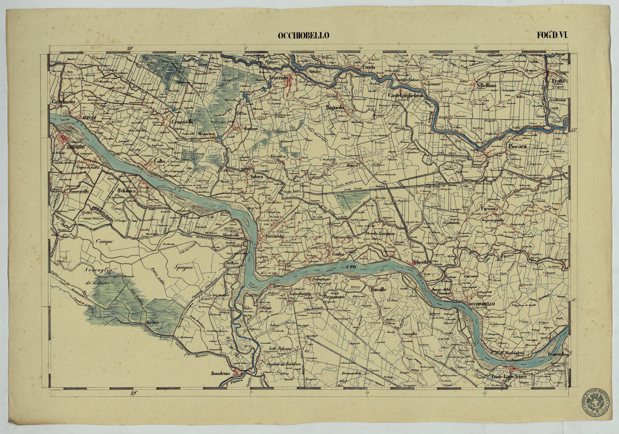 (N:13166) CARTA DELLA PARTE CENTRALE DELL'ALTA ITALIA AUTOGRAFATA NELL'UFFICIO TOPOGRAFICO DEL CORPO REALE DELLOSTATO MAGGIORE TORINO 1859 - FOG.D.VI OCCHIOBELLO (CA004901) Carte e stampe antiche: riproduzione a colori su carta (formato A1)