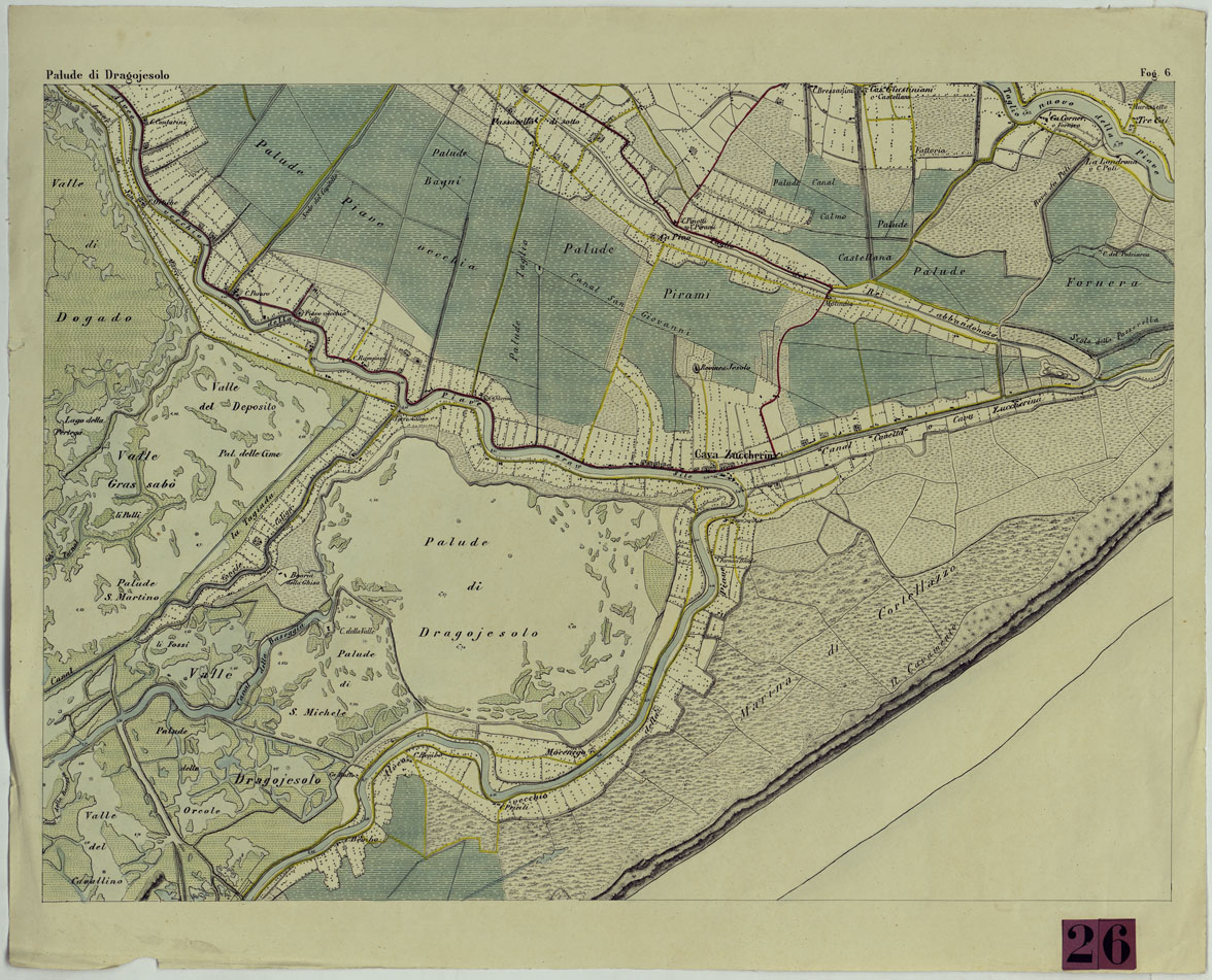 (N:11392) CARTA TOPOGRAFICA DELLA LAGUNA DI VENEZIA SCALA DI 1 A 20.000 - FOG. 6 PALUDE DI DRAGOJESOLO (CA004914) Carte e stampe antiche: riproduzione a colori su carta (formato A1)