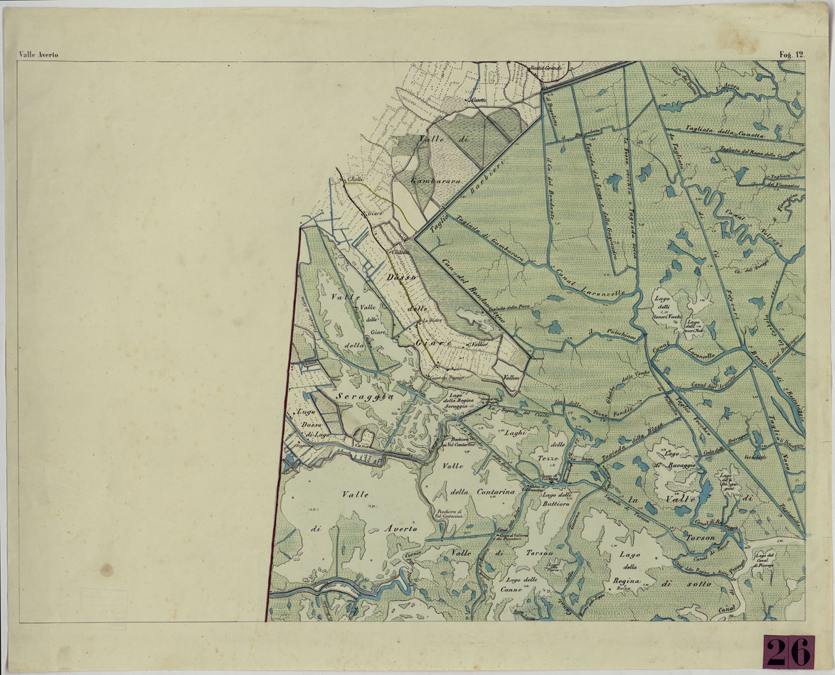 (N:11381) CARTA TOPOGRAFICA DELLA LAGUNA DI VENEZIA SCALA DI 1 A 20.000 - FOG. 12 VALLE AVERTO (CA004920) Carte e stampe antiche: riproduzione a colori su carta (formato A1)