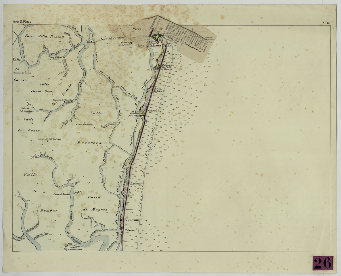 (N:11384) CARTA TOPOGRAFICA DELLA LAGUNA DI VENEZIA SCALA DI 1 A 20.000 - FOG. 15 FORTE SAN PIETRO (CA004923) Carte e stampe antiche: riproduzione a colori su carta (formato A1)