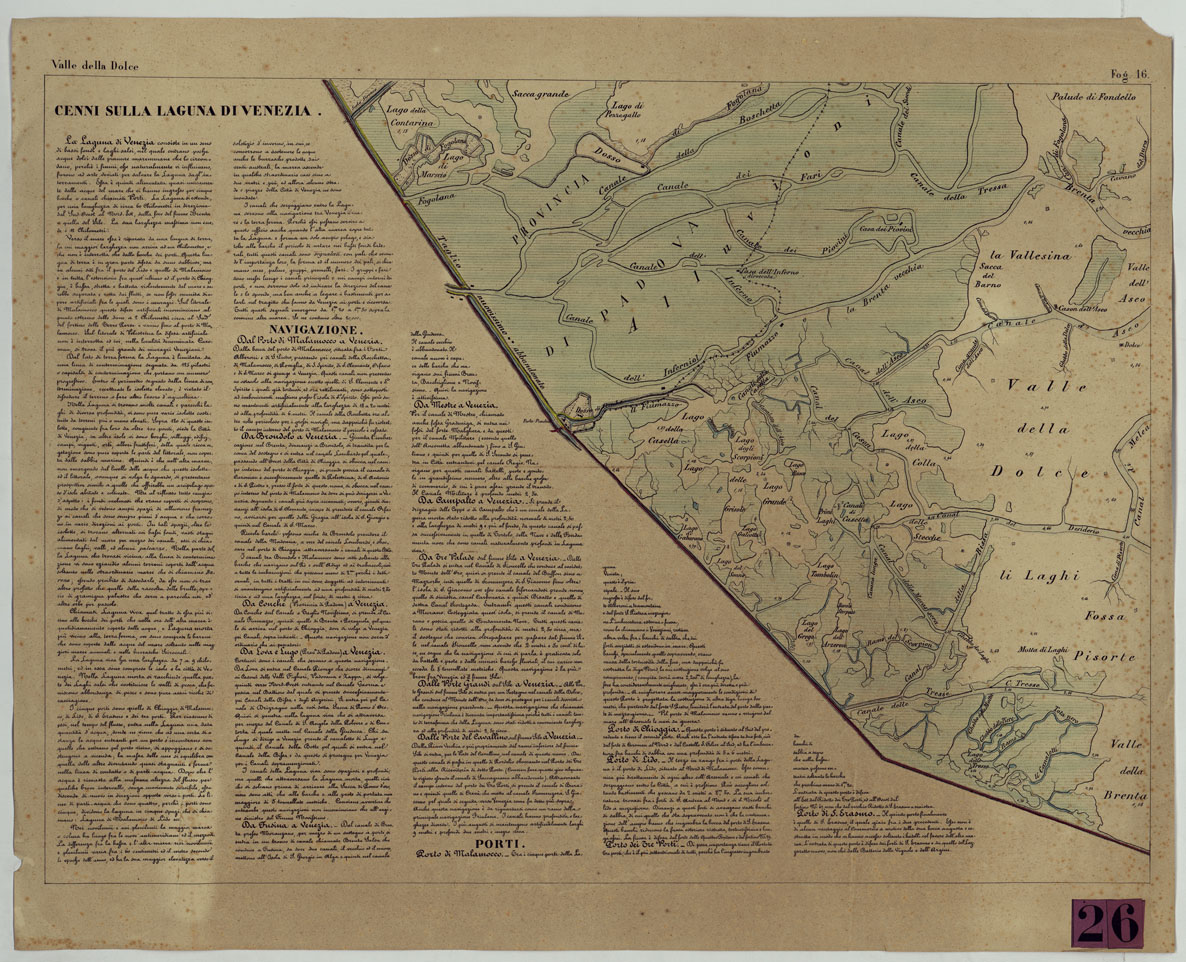 (N:11385) CARTA TOPOGRAFICA DELLA LAGUNA DI VENEZIA SCALA DI 1 A 20.000 - FOG. 16 VALLE DELLA DOLCE (CA004924) Carte e stampe antiche: riproduzione a colori su carta (formato A1)
