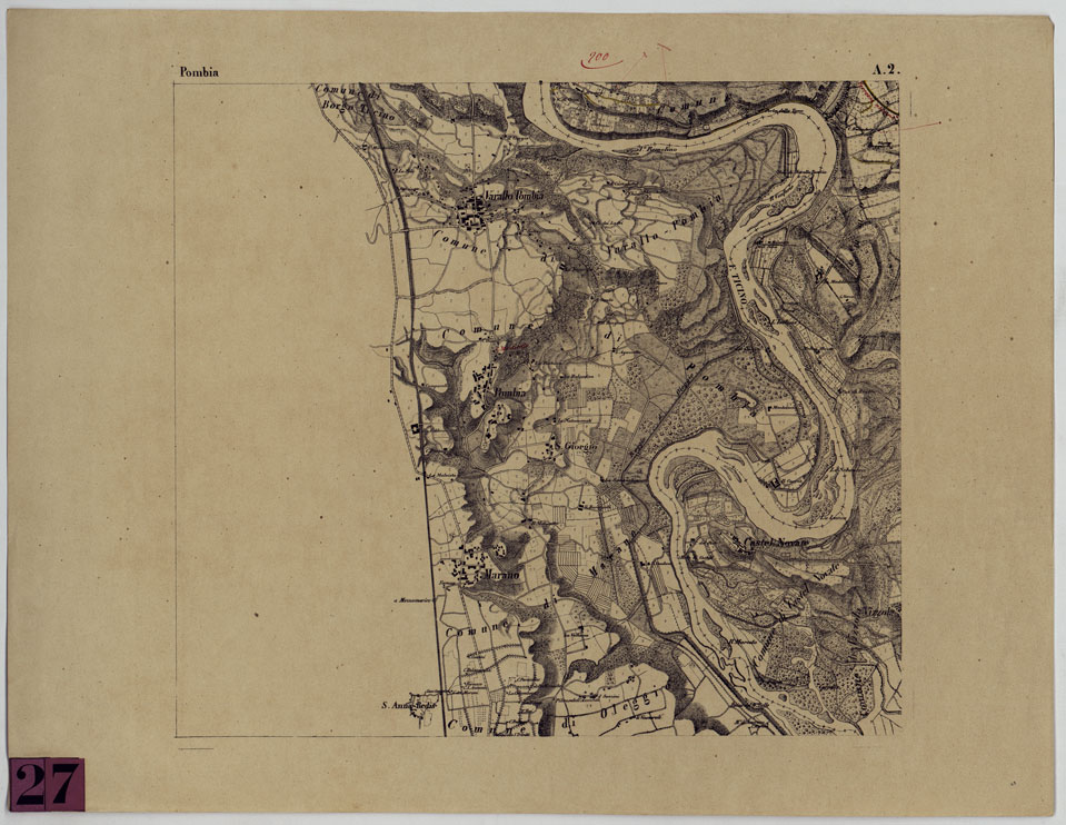(N:16682) CARTA TOPOGRAFICA DEL CAMPO DI SOMMA TAV. A.2 - POMBIA (CA004929) Carte e stampe antiche: riproduzione a colori su carta (formato A1)