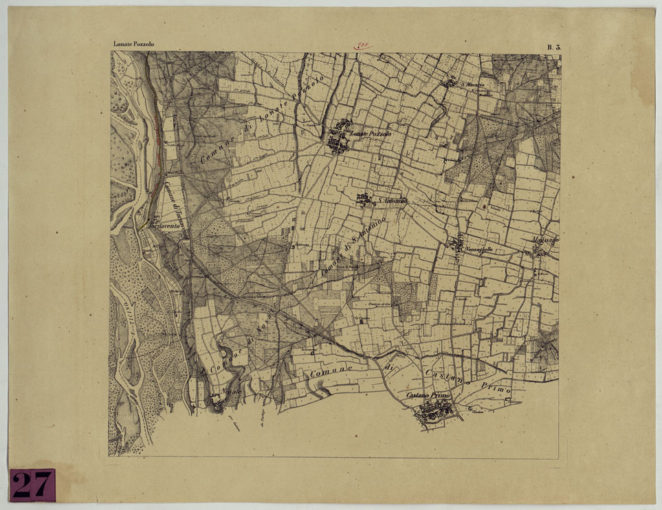 (N:16685) CARTA TOPOGRAFICA DEL CAMPO DI SOMMA TAV. B.3 - LONATE POZZOLO (CA004933) Carte e stampe antiche: riproduzione a colori su carta (formato A1)