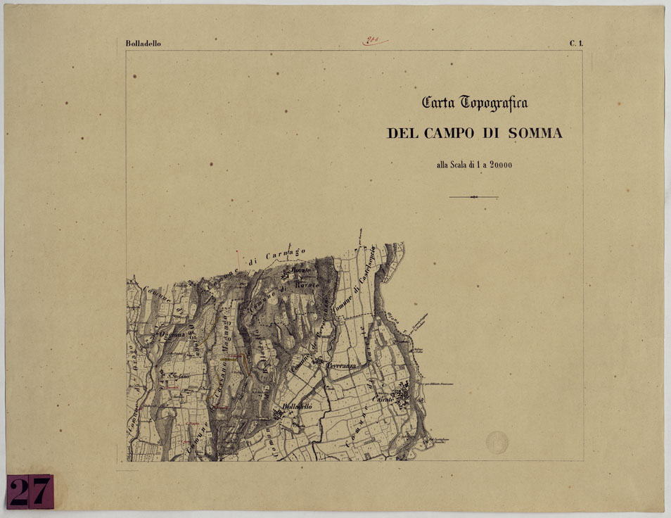 (N:16687) CARTA TOPOGRAFICA DEL CAMPO DI SOMMA TAV. C.1 - BOLLADELLO (CA004934) Carte e stampe antiche: riproduzione a colori su carta (formato A1)