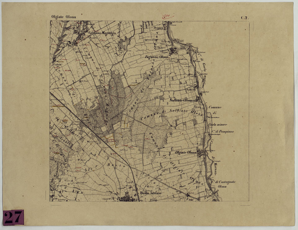 (N:16688) CARTA TOPOGRAFICA DEL CAMPO DI SOMMA TAV. C.2 - OLGIATE OLONA (CA004935) Carte e stampe antiche: riproduzione a colori su carta (formato A1)