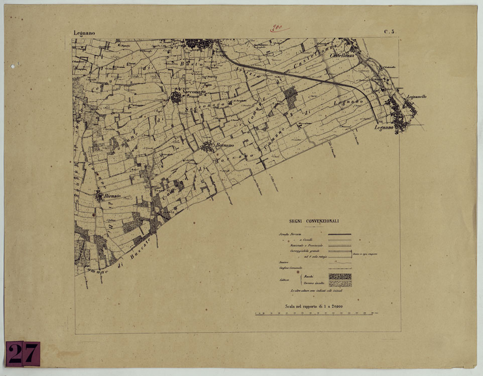 (N:16689) CARTA TOPOGRAFICA DEL CAMPO DI SOMMA TAV. C.3 - LEGNANO (CA004936) Carte e stampe antiche: riproduzione a colori su carta (formato A1)