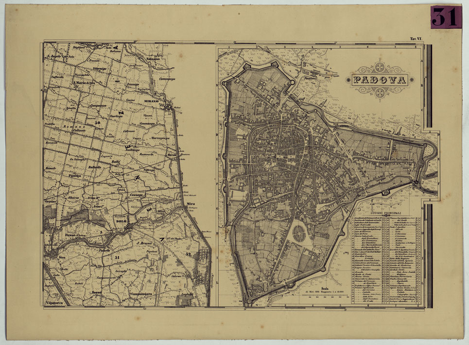 (N:16968) CARTA IDROGRAFICA STRADALE AMMINISTRATIVA CONSORZIALE DELLA PROVINCIA DI PADOVA E DEI TERRENI CHE SI ESTENDANO FINO ALLA SINISTRA SPONDA DEL FIUME ADIGE E LA LAGUNA DI CHIOGGIA. II EDIZIONE RIDOTTA ALLA SCALA DI 1 50.000. -TAVOLA VI (CA004971) Carte e stampe antiche: riproduzione a colori su carta (formato A1)