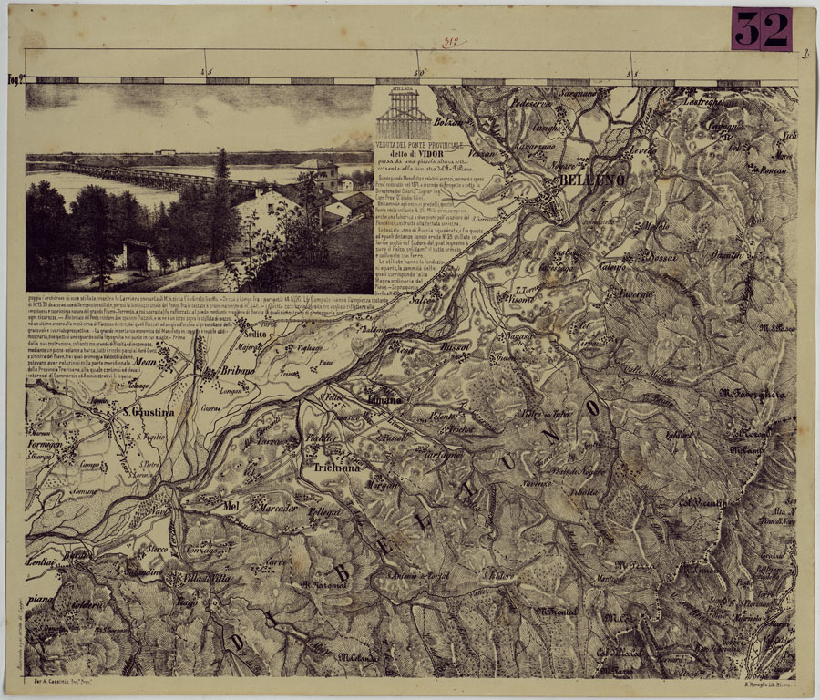 (N:14442) TOPOGRAFIA DELLA PROVINCIA DI TREVISO PER OPERA DELL'ING. ARCH. CIV. D'AGOSTINO CASSINIS MEDIANTE LA FOTOGRAFIA DALLA CARTE DELL'ISTITUTO GEOG. MILIT. DI VIENNA TRADOTTA IN SCALA DI 1 43,200 E RETTIFICATA SECONDO LE VARIAZIONI AVVENUTE FINO AL 1876. (CA004986) Carte e stampe antiche: riproduzione a colori su carta (formato A1)