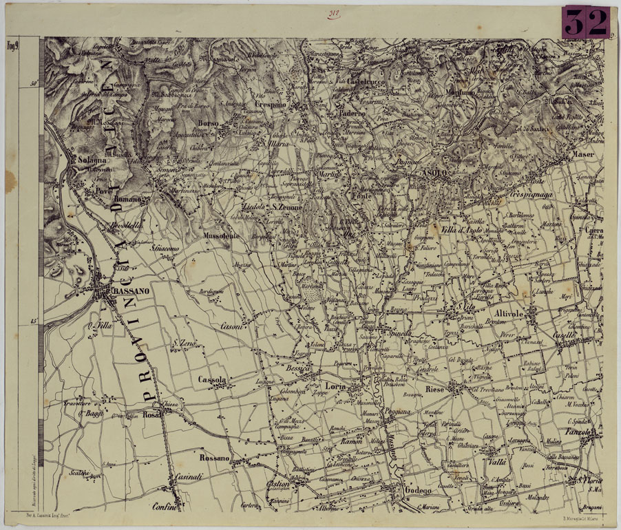 (N:14450) TOPOGRAFIA DELLA PROVINCIA DI TREVISO PER OPERA DELL'ING. ARCH. CIV. D'AGOSTINO CASSINIS MEDIANTE LA FOTOGRAFIA DALLA CARTE DELL'ISTITUTO GEOG. MILIT. DI VIENNA TRADOTTA IN SCALA DI 1 43,200 E RETTIFICATA SECONDO LE VARIAZIONI AVVENUTE FINO AL 1876. (CA004994) Carte e stampe antiche: riproduzione a colori su carta (formato A1)