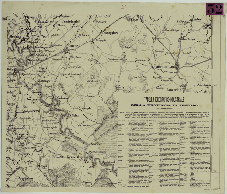(N:14437) TOPOGRAFIA DELLA PROVINCIA DI TREVISO PER OPERA DELL'ING. ARCH. CIV. D'AGOSTINO CASSINIS MEDIANTE LA FOTOGRAFIA DALLA CARTE DELL'ISTITUTO GEOG. MILIT. DI VIENNA TRADOTTA IN SCALA DI 1 43,200 E RETTIFICATA SECONDO LE VARIAZIONI AVVENUTE FINO AL 1876. (CA004997) Carte e stampe antiche: riproduzione a colori su carta (formato A1)