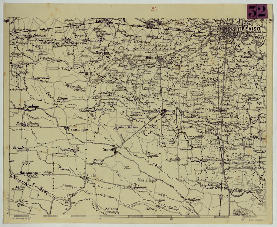 (N:14439) TOPOGRAFIA DELLA PROVINCIA DI TREVISO PER OPERA DELL'ING. ARCH. CIV. D'AGOSTINO CASSINIS MEDIANTE LA FOTOGRAFIA DALLA CARTE DELL'ISTITUTO GEOG. MILIT. DI VIENNA TRADOTTA IN SCALA DI 1 43,200 E RETTIFICATA SECONDO LE VARIAZIONI AVVENUTE FINO AL 1876. (CA004999) Carte e stampe antiche: riproduzione a colori su carta (formato A1)