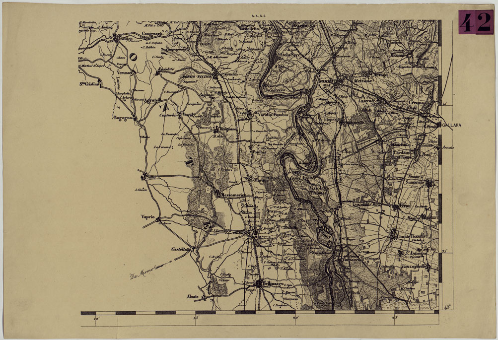(N:12045) CARTA DEL LOMBARDO VENETO E ITALIA CENTRALE - FOGLIO A.4. S.E. (CA005103) Carte e stampe antiche: riproduzione a colori su carta (formato A1)