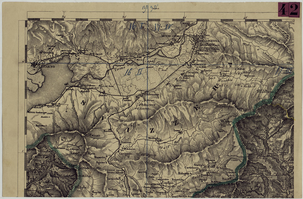 (N:12050) CARTA DEL LOMBARDO VENETO E ITALIA CENTRALE - FOGLIO B.3. N.O. (CA005107) Carte e stampe antiche: riproduzione a colori su carta (formato A1)