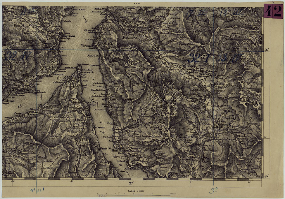 (N:12051) CARTA DEL LOMBARDO VENETO E ITALIA CENTRALE - FOGLIO B.3. S.E. (CA005109) Carte e stampe antiche: riproduzione a colori su carta (formato A1)