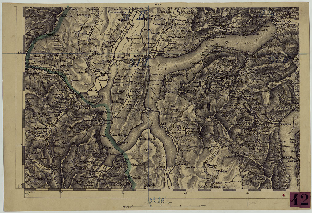 (N:12052) CARTA DEL LOMBARDO VENETO E ITALIA CENTRALE - FOGLIO B.3 S.O. (CA005110) Carte e stampe antiche: riproduzione a colori su carta (formato A1)