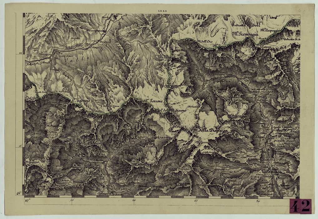 (N:12057) CARTA DEL LOMBARDO VENETO E ITALIA CENTRALE - FOGLIO C.2. S.O. (CA005122) Carte e stampe antiche: riproduzione a colori su carta (formato A1)