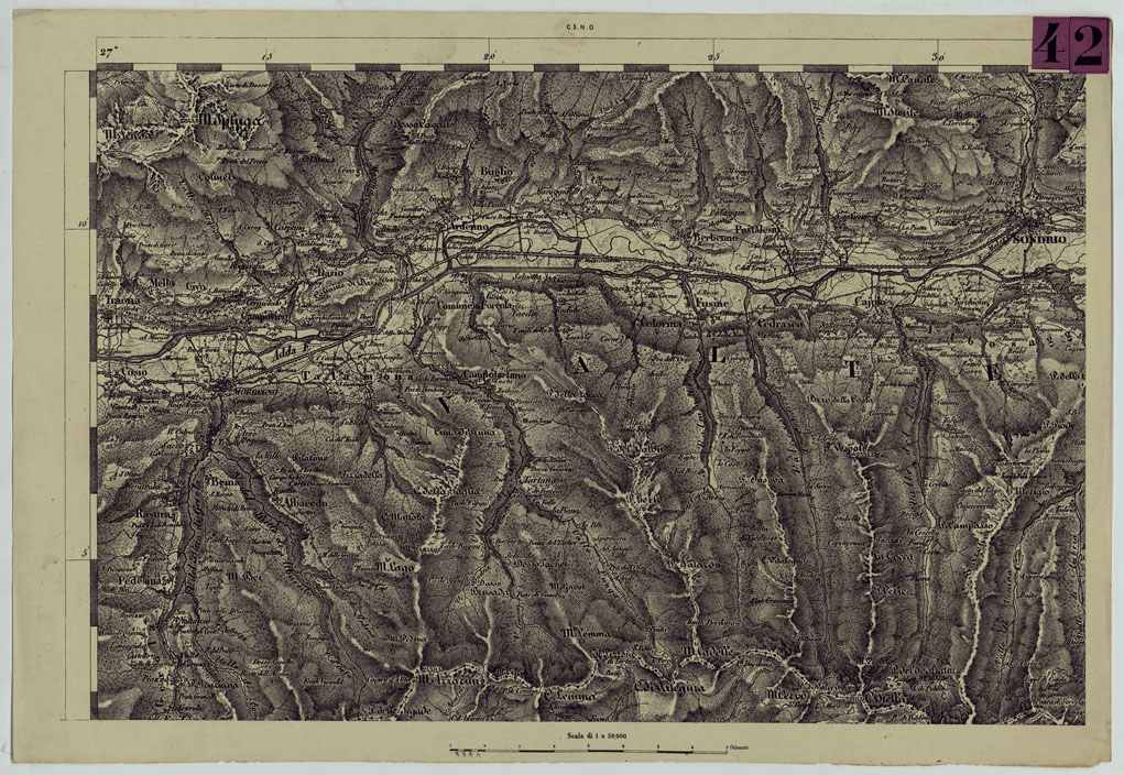 (N:12059) CARTA DEL LOMBARDO VENETO E ITALIA CENTRALE - FOGLIO C.3. N.O. (CA005123) Carte e stampe antiche: riproduzione a colori su carta (formato A1)