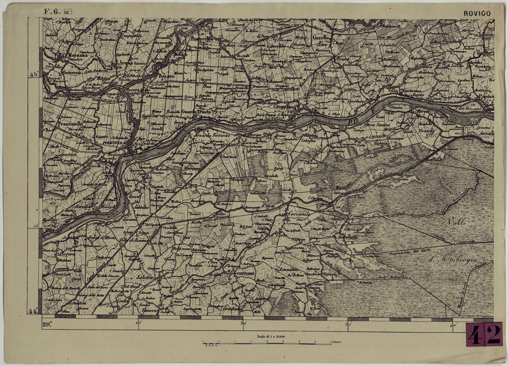 (N:12067) CARTA DEL LOMBARDO VENETO E ITALIA CENTRALE - FOGLIO F.6. ROVIGO (CA005179) Carte e stampe antiche: riproduzione a colori su carta (formato A1)