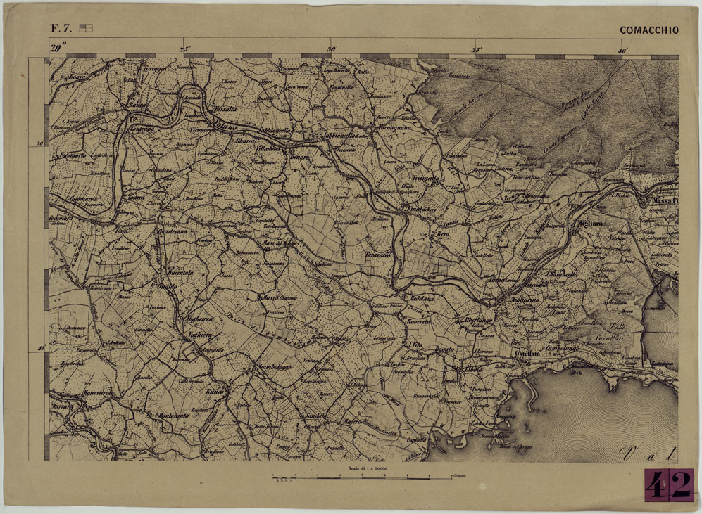 (N:12068) CARTA DEL LOMBARDO VENETO E ITALIA CENTRALE - FOGLIO F.7. COMACCHIO (CA005180) Carte e stampe antiche: riproduzione a colori su carta (formato A1)