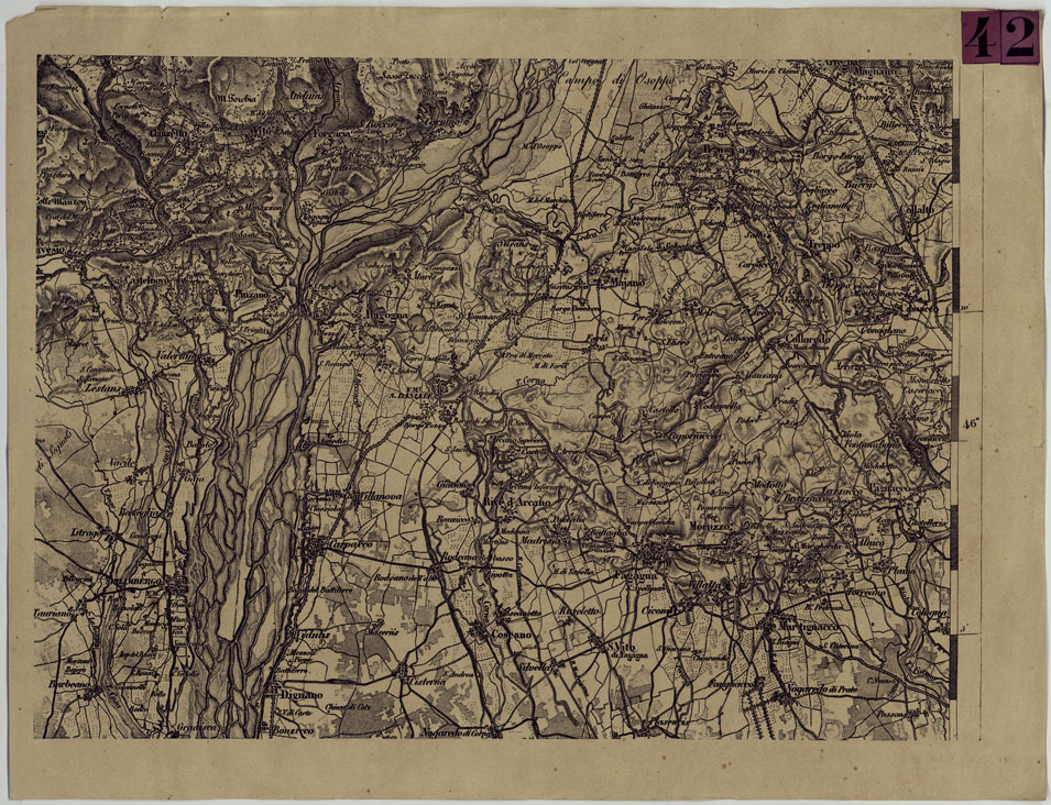 (N:12069) CARTA DEL LOMBARDO VENETO E ITALIA CENTRALE - FOGLIO G.2. (CA005187) Carte e stampe antiche: riproduzione a colori su carta (formato A1)