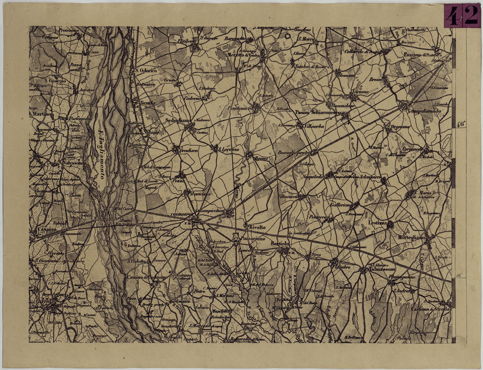 (N:12070) CARTA DEL LOMBARDO VENETO E ITALIA CENTRALE - FOGLIO G.3. (CA005188) Carte e stampe antiche: riproduzione a colori su carta (formato A1)