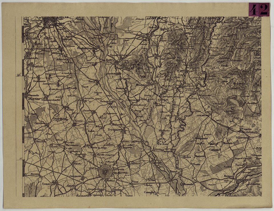 (N:12076) CARTA DEL LOMBARDO VENETO E ITALIA CENTRALE - FOGLIO H.3. (CA005196) Carte e stampe antiche: riproduzione a colori su carta (formato A1)