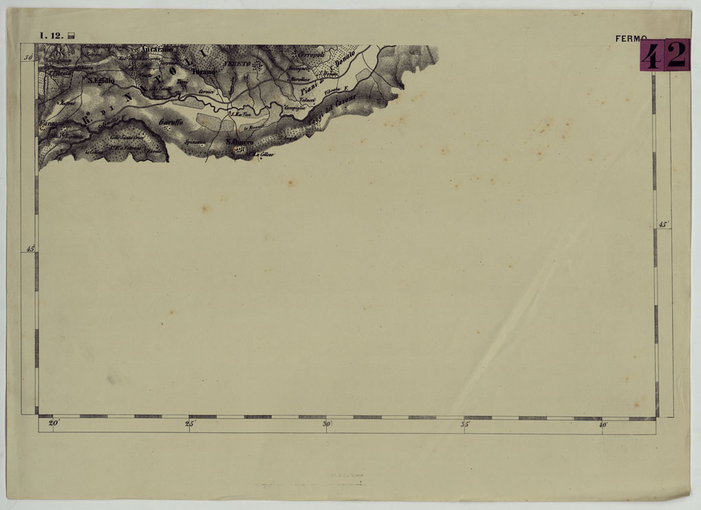 (N:12077) CARTA DEL LOMBARDO VENETO E ITALIA CENTRALE - FOGLIO I.12. FERMO (CA005200) Carte e stampe antiche: riproduzione a colori su carta (formato A1)