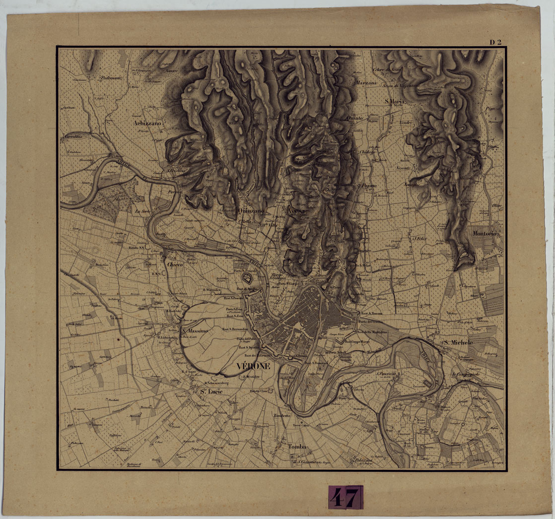 (N:8560) CARTE POUR SERVIR A L'INTELLIGENCE DES OPERATIONS MILITAIRES ENTRE LE CHIESE ET L'ADIGE GRAVEE SUR PIERRE PAR REGNER ET DOURDET 8 PASSAGE S.TE MARIE (R. DU BAC.) A' PARIS - TAVOLA D.2 (CA005233) Carte e stampe antiche: riproduzione a colori su carta (formato A1)