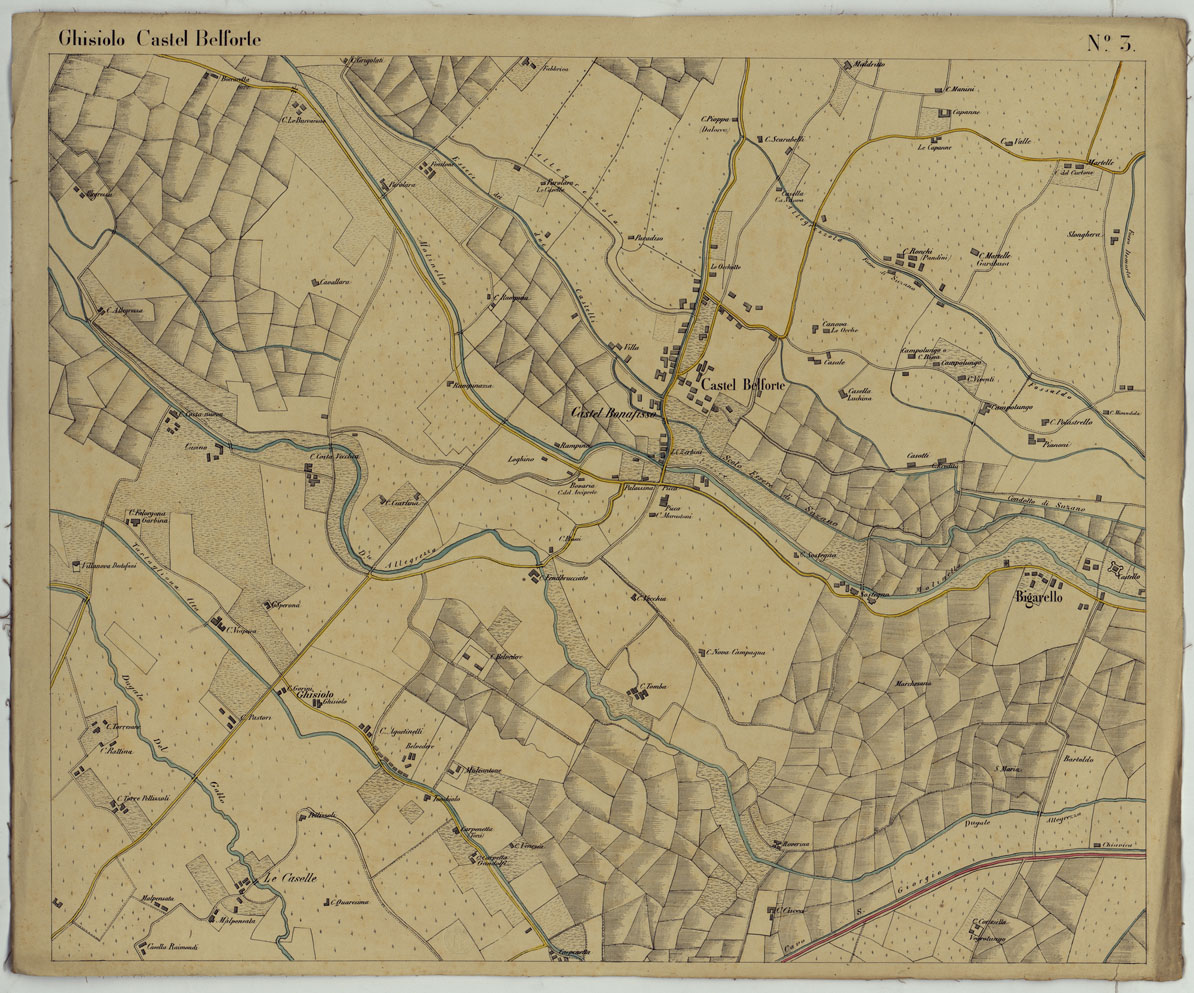 (N:9361) CARTA DEI DINTORNI DI MANTOVA ALLA SCALA DI 1 AL 10.000 - Foglio 3 - Ghisiolo Castelbelforte (CA005275) Carte e stampe antiche: riproduzione a colori su carta (formato A1)