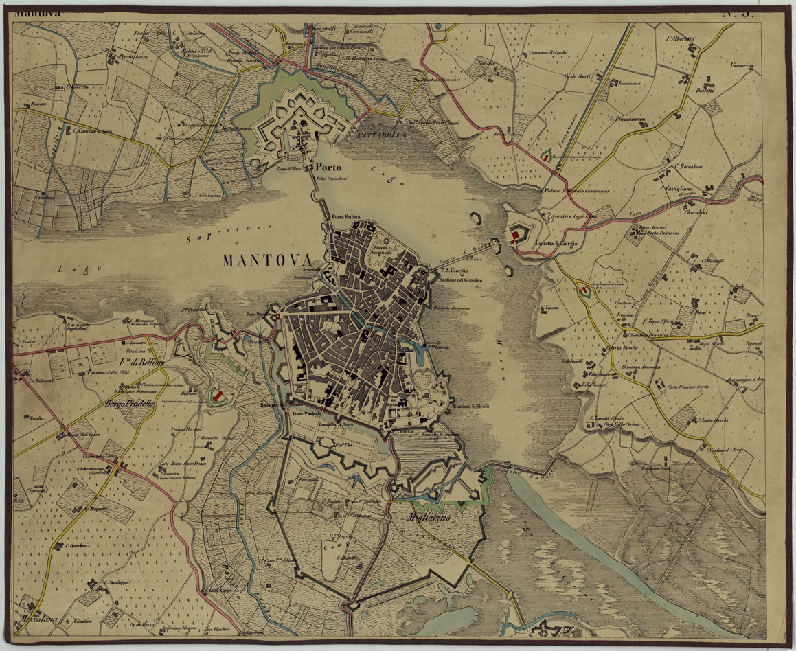 (N:9363) CARTA DEI DINTORNI DI MANTOVA ALLA SCALA DI 1 AL 10.000 - Foglio 5 - Mantova (CA005277) Carte e stampe antiche: riproduzione a colori su carta (formato A1)