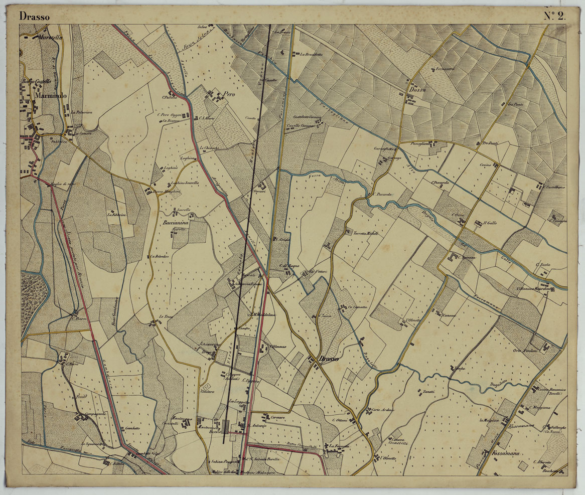 (N:24687) CARTA DEI DINTORNI DI MANTOVA ALLA SCALA DI 1 AL 10.000 - Foglio 2 - Drasso (CA005283) Carte e stampe antiche: riproduzione a colori su carta (formato A1)